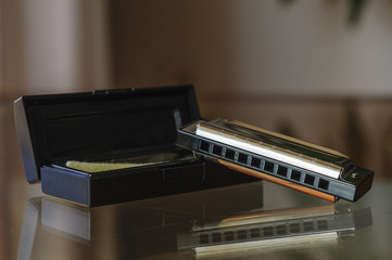 harmonica on a table