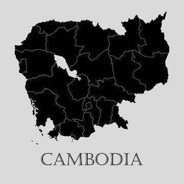 Black Cambodia map - vector illustration