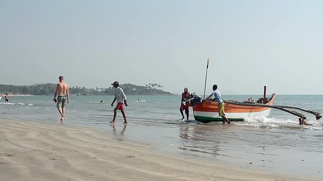 Fishing boat on the Palolem beach