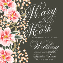 Bridal Shower Invitation with hibiskus flowers © mary1983