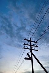 Electricity post silhouette And Sky background