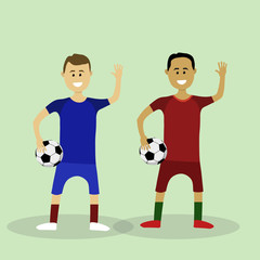 Two vector soccer players in Euro 2016 finalist's uniform