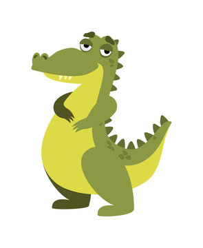vector illustration funny crocodile on a white background