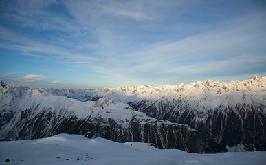 Fototapeta na wymiar Alps morning in the winter of Ischgl - Mountain Alps, Austria