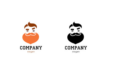 Vintage hipster beard flat logo