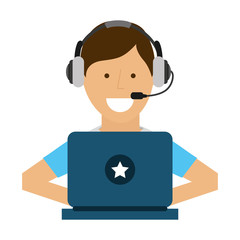 man laptop headset icon
