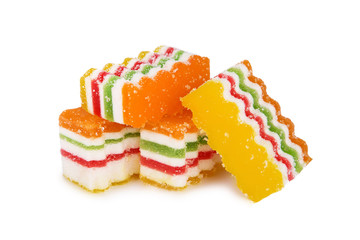 Delicious colorful marmalade isolated on white background