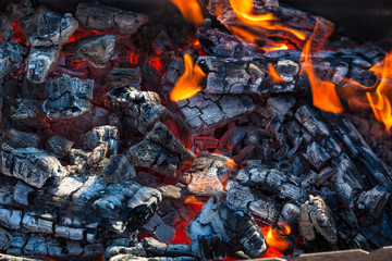 coals for Kebab with flame