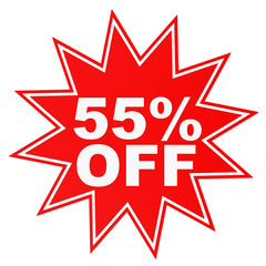 Discount 55 percent off. 3D illustration.