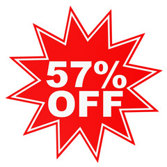 Discount 57 percent off. 3D illustration.