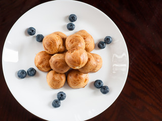 profiteroles with blueberries
