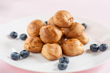 profiteroles with blueberries
