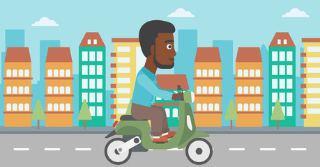 Obraz na płótnie Canvas Man riding scooter vector illustration.