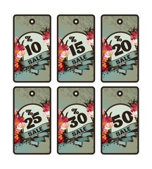 Discount price tags with flowers