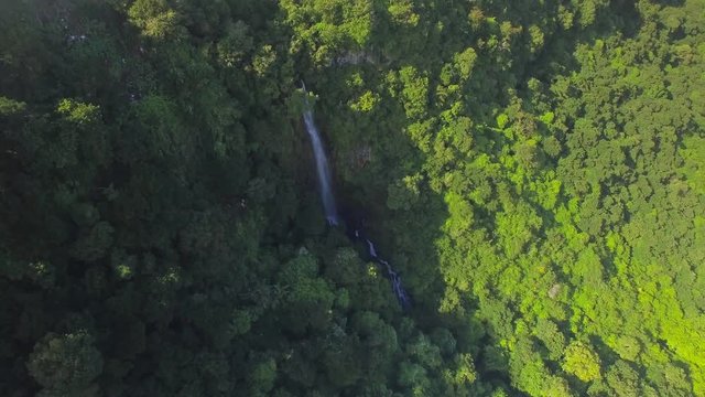 4K UHD Top down aerial video of Tamarin Falls Waterfall (Seven Cascades) - Mauritius, Curepipe, near Black River Gorge National Park