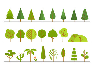 Different trees collection. Lineart design set