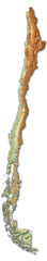 Relief map of Chile - 3D-Rendering