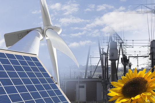 Erneuerbare Energien Collage - Ökologie und Nachhaltigkeit