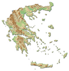 Relief map of Greece - 3D-Rendering