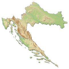 Relief map of Croatia - 3D-Rendering