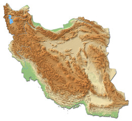 Relief map of Iran - 3D-Rendering