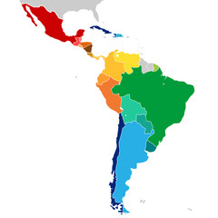 Colorful countries of Latin America. Simplified vector map. - 116105753