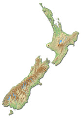 Relief map of New Zealand - 3D-Rendering