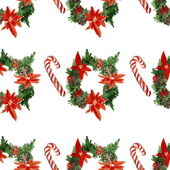 Holly jolly Merry Christmas Seamless pattern
