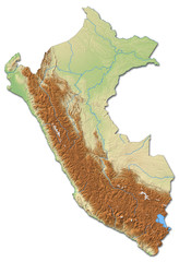 Relief map of Peru - 3D-Rendering