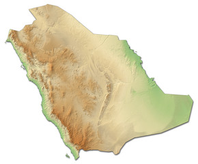 Relief map of Saudi Arabia - 3D-Rendering