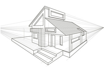 Linear architectural sketch detached house