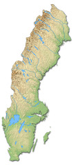 Relief map of Sweden - 3D-Rendering