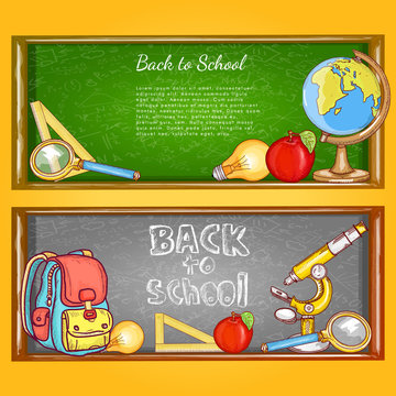 Back to school banner education school tools education