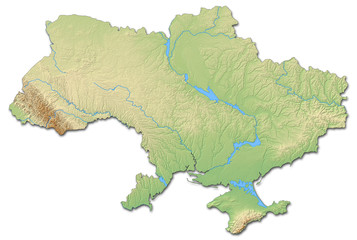 Relief map of Ukraine - 3D-Rendering