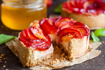 cake with plums and creme cheese
