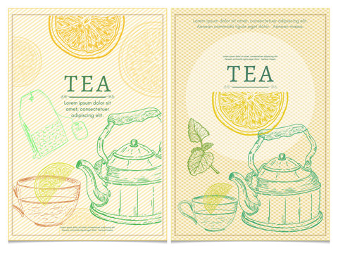 Tea party template tea vector