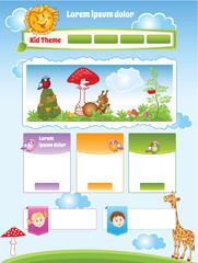 Kid template with cartoon illustrations