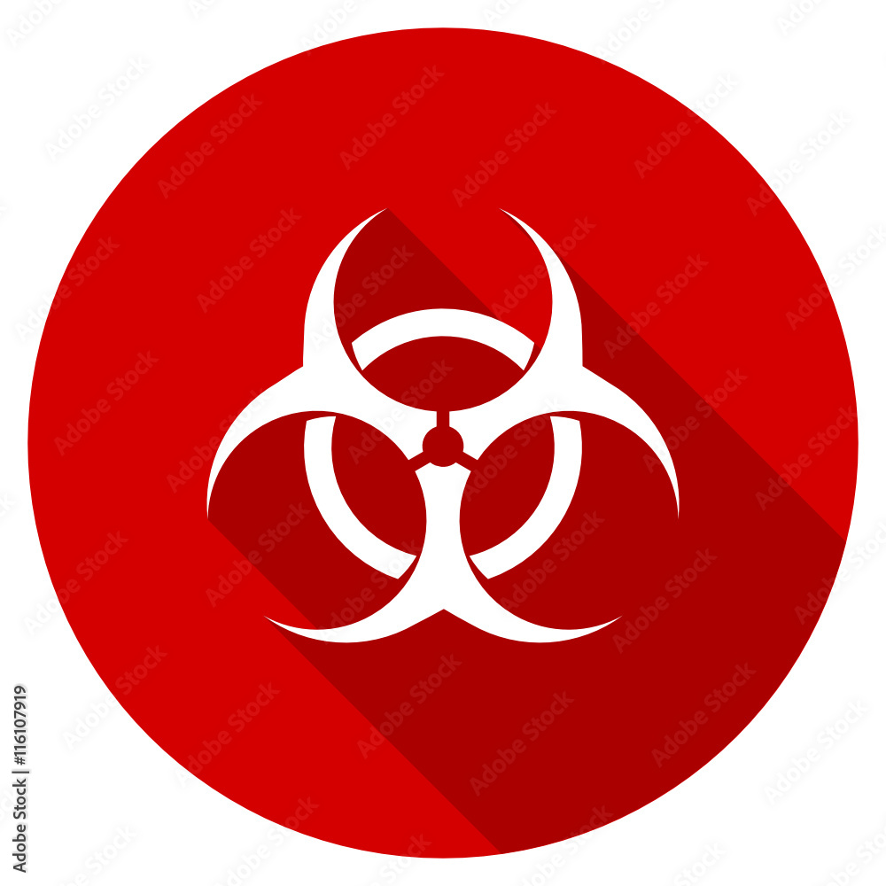 Poster flat design red round biohazard vector icon