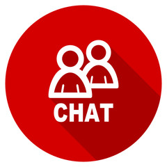 Flat design red round chat vector icon