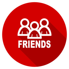 Flat design red round friends vector icon