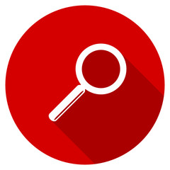 Flat design red round search vector icon