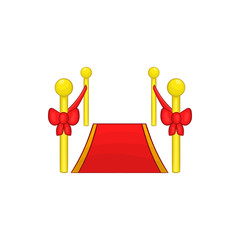 Red carpet icon in cartoon style isolated on white background. Rewarding symbol