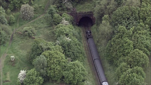 Steam Train On East Lancs Railway, Going, to Tunnel
