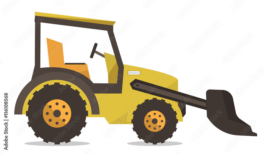 Wall mural large yellow bulldozer vector illustration.