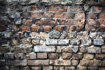 Old red brick. Grunge background