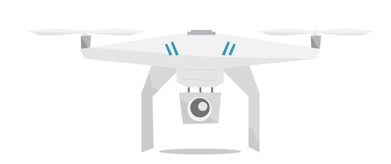 Flying helicopter with camera vector illustration.