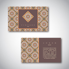 Set of cards, flyers, brochures, templates with hand drawn mandala pattern. Vintage decorative elements in oriental style. Indian, asian, arabic, islamic, ottoman motif.Vector illustration.