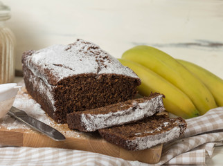 low fat banana bread with yogurt, wholeweat flour and brown sugar