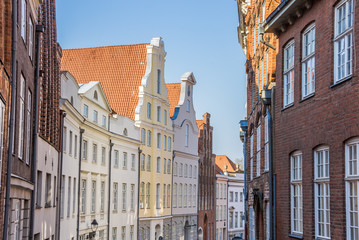 Fototapeta na wymiar Historic facades in the center of Lubeck