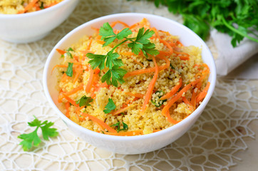 Vegetable Couscous on Bright Background